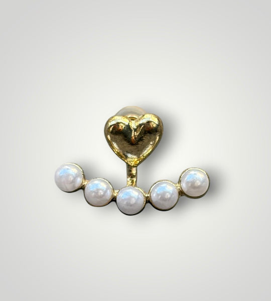 Mono orecchino cuore con perle effetto piercing