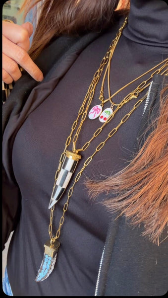 Collana corno tibetano grande lunghezza 60 cm