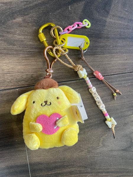 Portachiavi e applique borsa Pimp your Bag Pompompurin cuoricino   in peluche