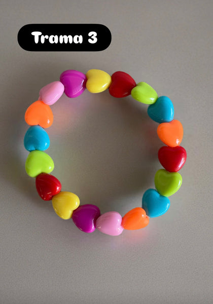 Bracciale Beads giro cuori small vari colori