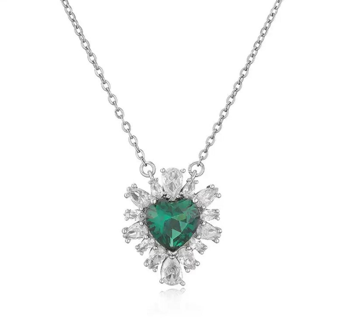Collana cuore punto luce verde due varianti colore