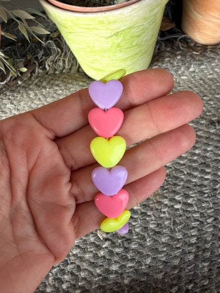 Bracciale colors Beads giro cuori large fuxia lilla giallo