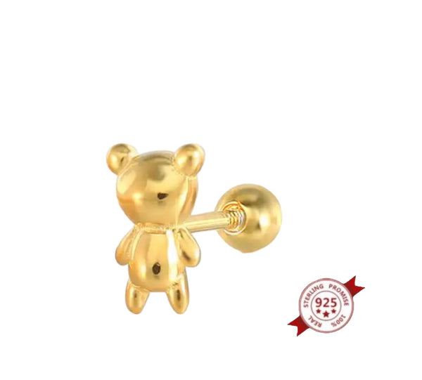 Mono orecchino piercing teddy bear argento 925