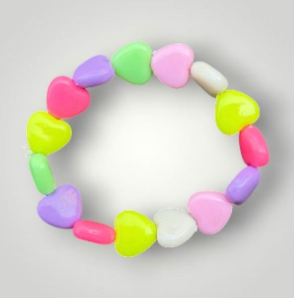 Bracciale colors Beads giro cuori small effetto colori pastello e neon senza celeste