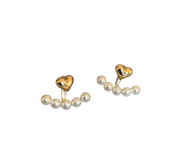 Mono orecchino cuore con perle effetto piercing