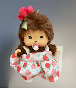Portachiavi e applique per borsa Monchichi lady abitìno con fragole