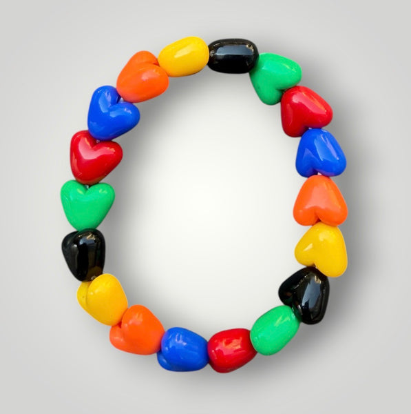 Bracciale colors Beads giro cuori small effetto lucido colori strong con nero