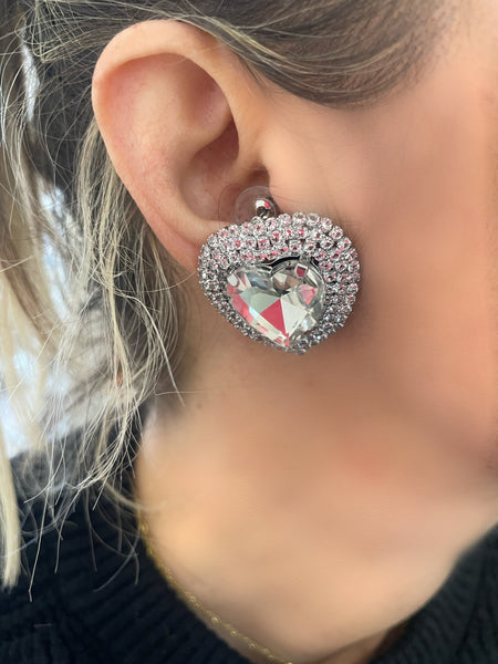 Coppia orecchini Big cuore strass