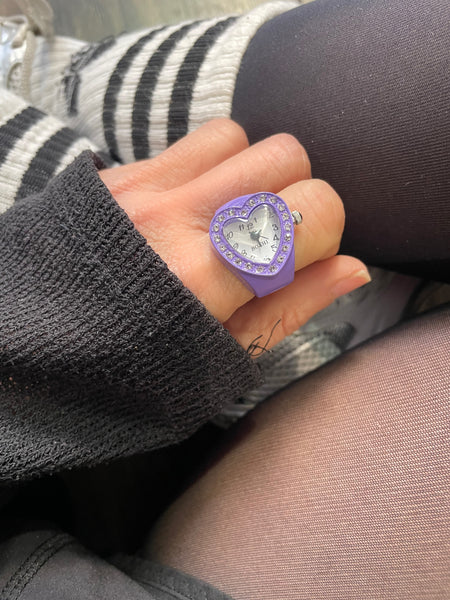 Anello orologio cuore vari colori