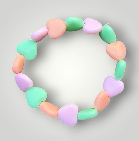 Bracciale colors Beads giro cuori small effetto lucido rosa verde acqua salmone
