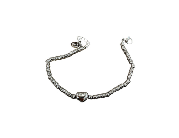 Bracciale catenina con dadini e cuore puff due varianti colore