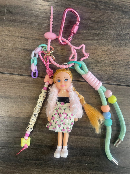 Pimp your Bag charms per borsa e
portachiavi Keychain Barbie Shelly
capelli biondi con pellicciotto rosa
