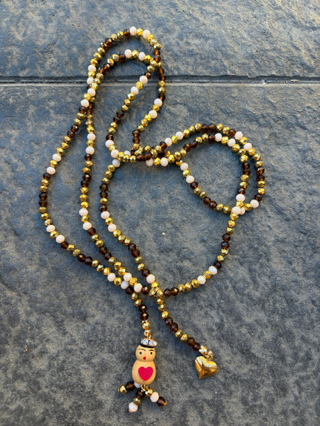 Collana Chinitos  de La Buena  Suerte Marrone oro burro