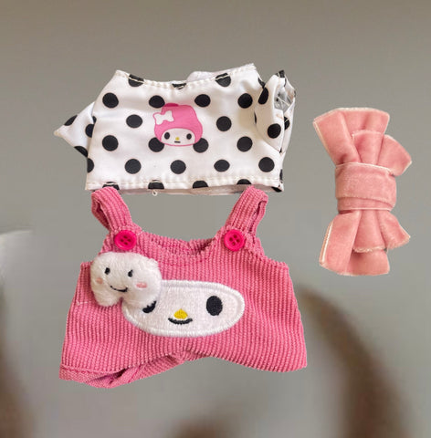 Completo my Melody  salopette t-shirt fiocco per Labubu