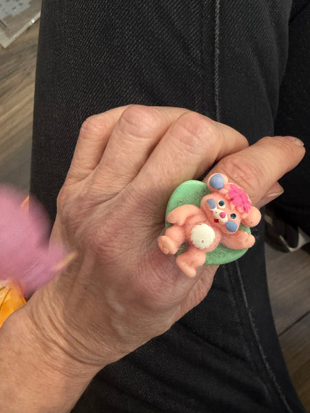 Anello resina cuore popples rosa