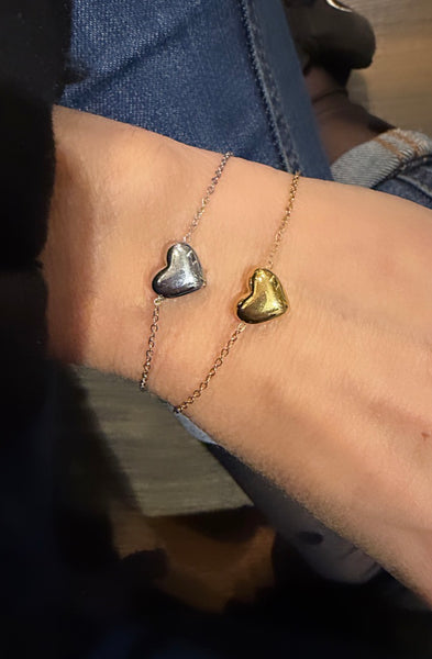 Bracciale cuoricino puff due varianti colore