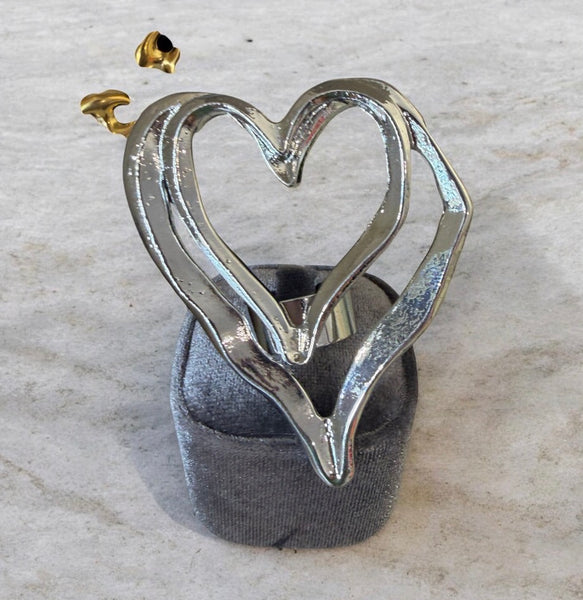 Anello regolabile cuore doppio big due varianti colore