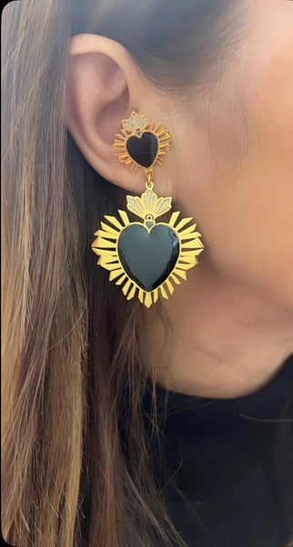 Coppia orecchini principessa Glam Cuore Sacro Saint Paul Black