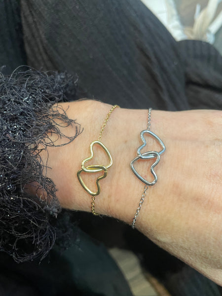Bracciale doppio cuore due varianti colore