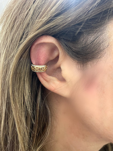 Mono  earcuff doppio con crystal e Chain due varianti colore
