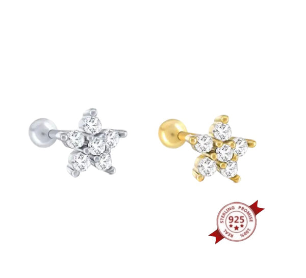 Mono orecchino piercing stells crystal argento 925