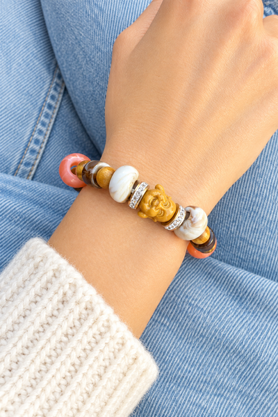 Bracciale Colors labyrinth Buddha cioccolato pesco burro