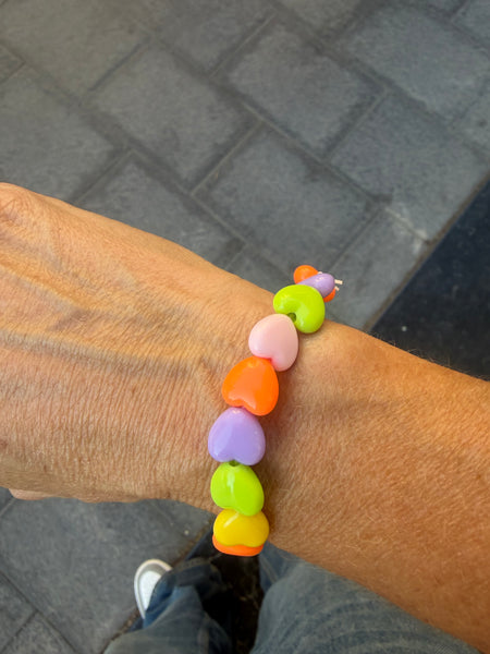 Bracciale colors Beads giro cuori small effetto lucido arancione lilla verde pistacchio rosa giallo