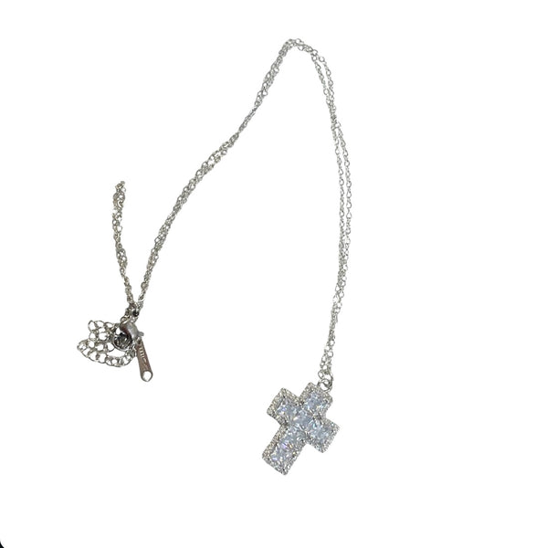 Collana cross croce zirconata due varianti colore