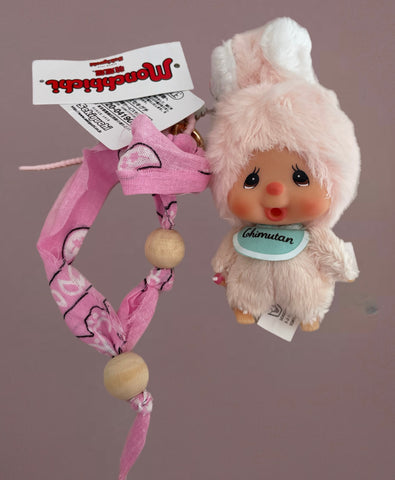 Pimp your Bag chimutan il coniglio amico di Monchichi rosa chiaro
