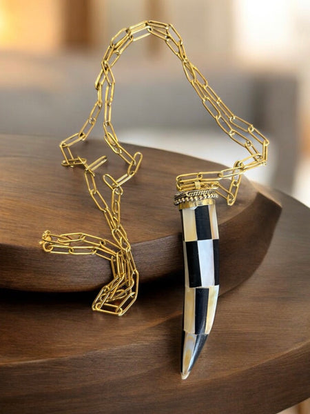 Collana corno tibetano grande lunghezza 80 cm
