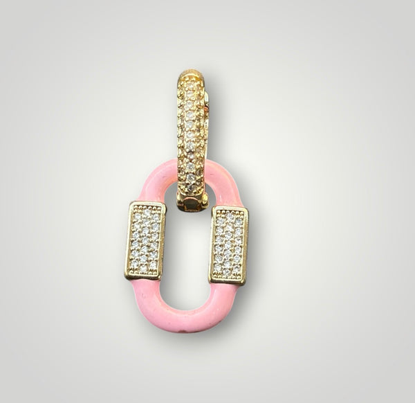 Mono orecchino Chain ovale smaltata pavettata vari colori
