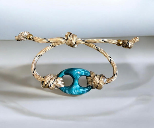 Bracciale Marine Florida chain  regular  centrale Ottanio  marmorizzato cordino in vari colori