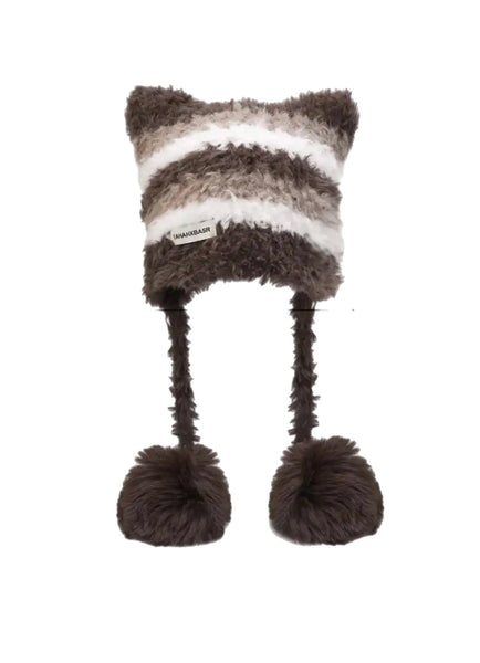 Cappello cuffia ponpon orecchie gattino vari colori