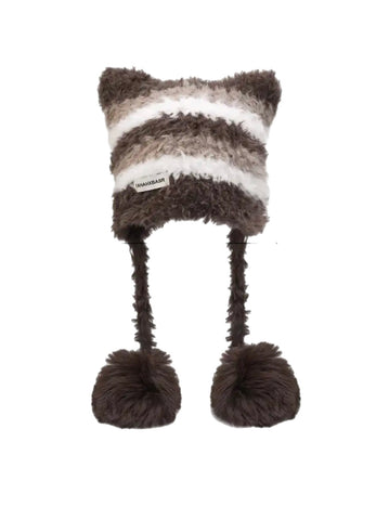 Cappello cuffia ponpon orecchie gattino vari colori