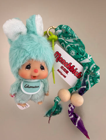 Pimp your Bag chimutan il coniglio amico di Monchichi verde acqua