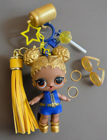 Pimp your Bag Lol capelli Rainbow oro  glitter con occhiali da sole estraibili