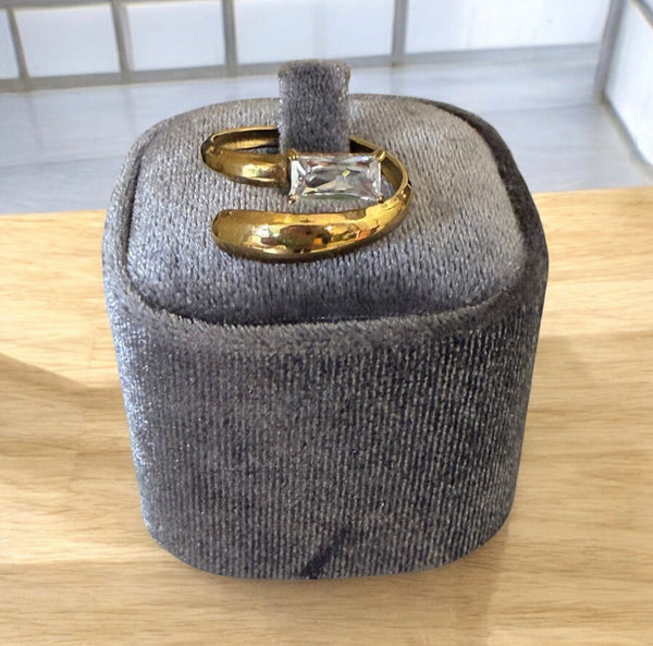 Anello baja regolabile doppio giro baguette