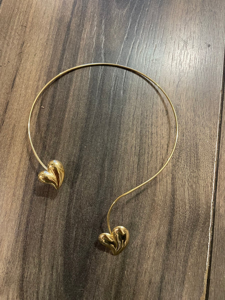 Collana rigida doppio cuore due varianti colore