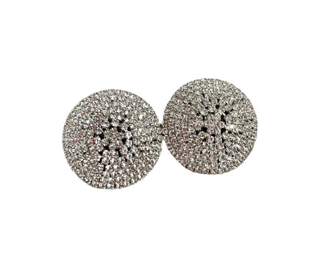 Coppia orecchini maxi sfera bling bling con clip