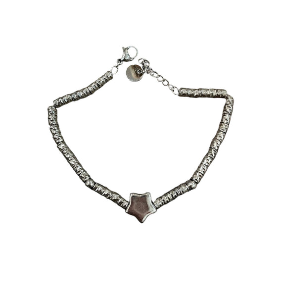 Bracciale catenina dadini e stellina puff due varianti colore