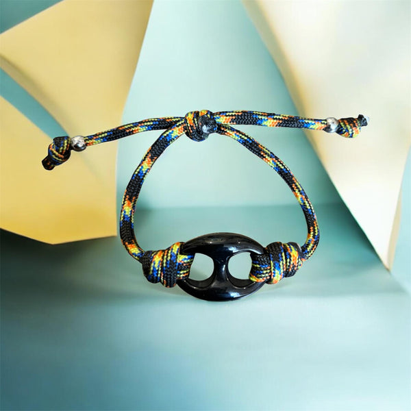 Bracciale Marine Florida chain  regular  centrale nero cordino in vari colori