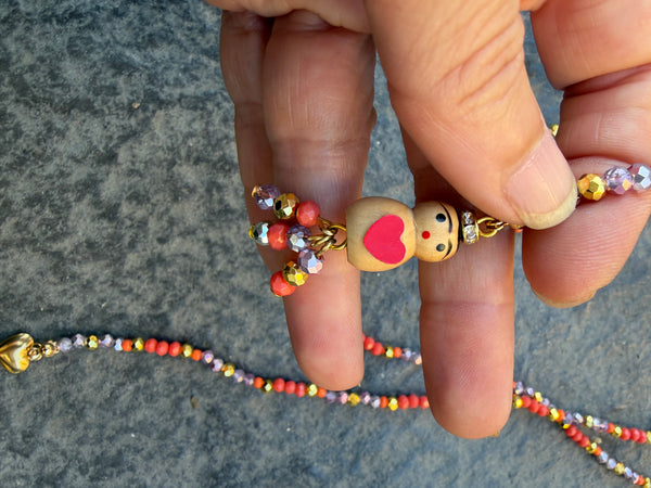 Collana Chinitos  de La Buena  Suerte corallo rosa oro