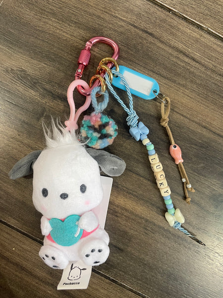 Portachiavi applique e charms per borsa Pochacco corazon in peluche Pimp your Bag