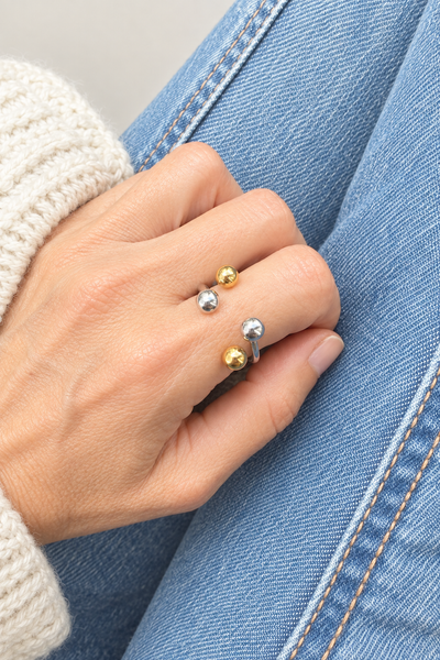 Anello 4 sfere bicolor