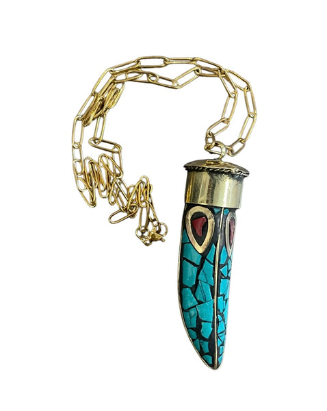 Collana corno tibetano grande vari colori 50 cm