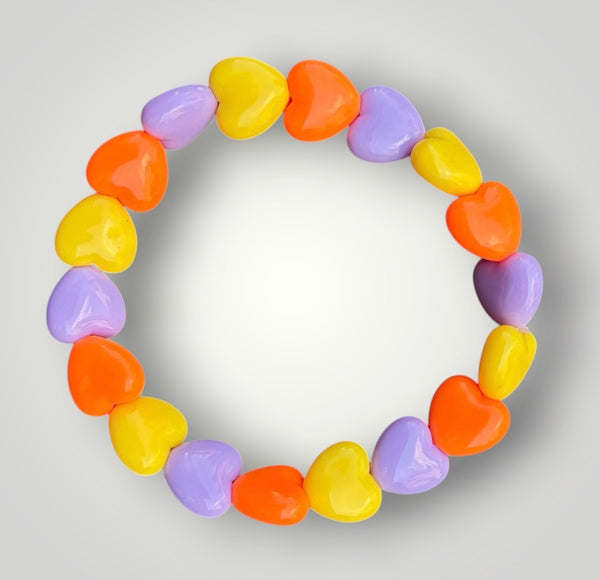 Bracciale colors Beads giro cuori small effetto lucido lilla arancione giallo