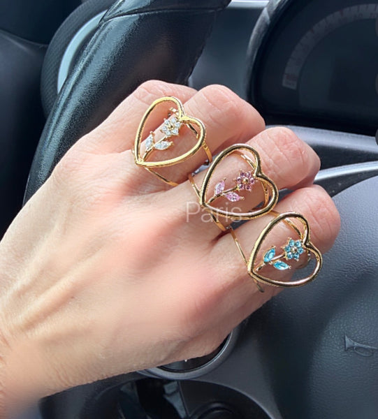Anello isla Bonita cuore  fiore Crystal vari colori