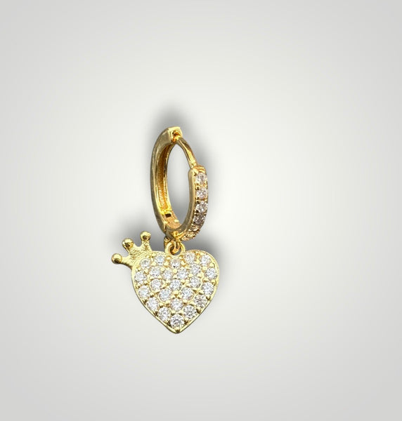 Mono orecchino cuore corona