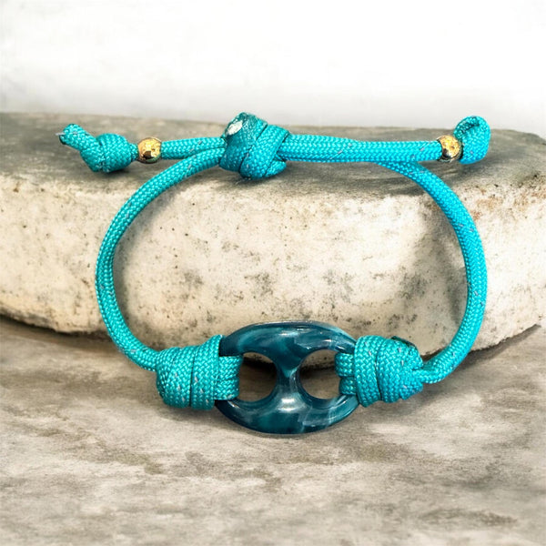 Bracciale Marine Florida chain  regular  centrale Ottanio  marmorizzato cordino in vari colori