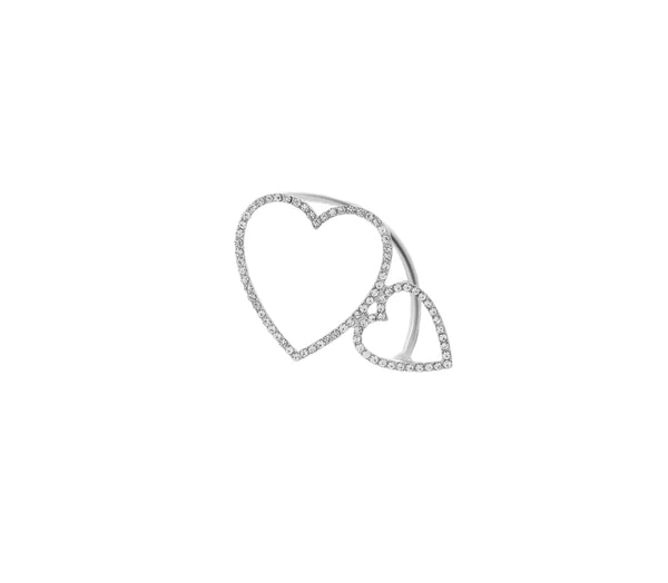 Mono earcuff Alice doppio cuore crystal due varianti colore